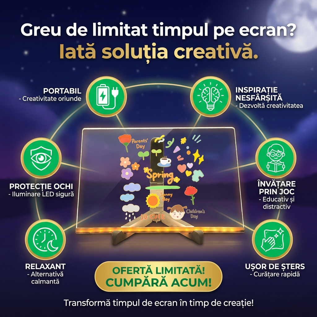 Tabletă de Desen Luminoasă LED pentru Copii